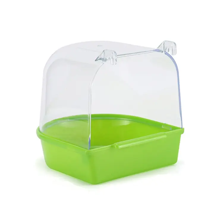 Bañera colgante para loros, fácil de instalar, accesorios de jaula para canarios, caja de baño para pájaros, cuenco de ducha de agua para loros, jaula para pájaros B - 1