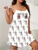 Nuevo vestido de talla grande con estampado de póquer, vestido de estar por casa cómodo y versátil - details 1
