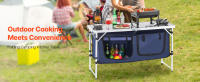 SucceBuy Mesa de cocina para acampar - Mesa plegable para cocinar al aire libre con 3 alturas ajustables. Estación de cocina portátil de aluminio ligero con organizador de almacenamiento y asa de transporte - details 0
