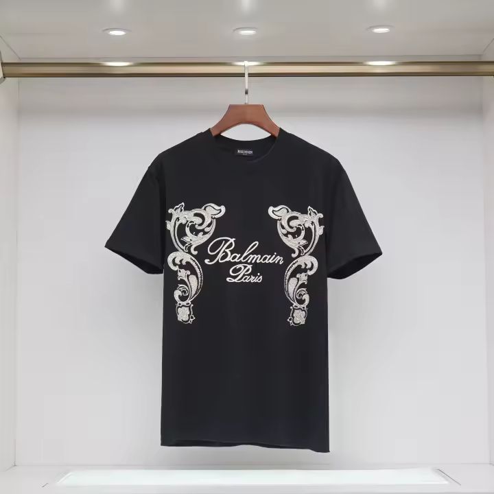 Camiseta Deportiva de Algodón Puro para Hombres Cuello Redondo, Impresión Delantera, Estilo Básico Casual, Ropa Deportiva y Zapatos - 1