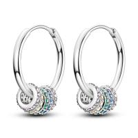Pendientes de aro de Plata de Ley 925 para mujer, aretes redondos de circonita verde, regalos de joyería - details 0