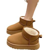 Botas de nieve cortas de felpa para mujer,Zapatos casuales cálidos,Botas Chelsea de ante,Zapatos planos,Invierno - details 1