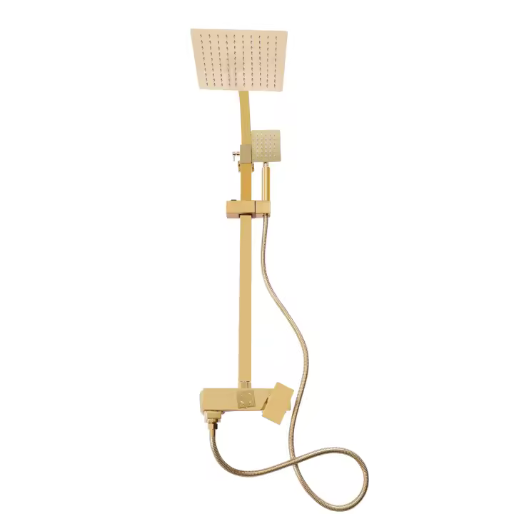 Conjunto de Ducha con Regulador de Altura Ajustable para Hogar Piscina y Gimnasio Systema de Ducha Dorado con Exquisita Artesanía - 1