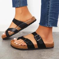 Women Toe Loop Buckle Strap Flat Slippers Open Toe Non-slip Slip On Slides Casual Indoor & Outdoor Shoes - details 3