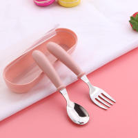Juego de 2 piezas de vajilla portátil para bebé, cubertería de acero inoxidable para niño pequeño, cuchara de alimentación, tenedor - details 5