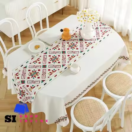 Mantel Moderno de Estilo Geométrico Impreso en Tela PVC Impermeable y Resistente al Aceite - 1