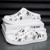 Agujero zapatos de los hombres de la playa casual suela suave hueco vadear pareja bolsa cabeza sandalias transpirable impermeable cómodo impresión verano - details 9