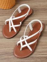 Sandalias planas casuales con punta para mujer 2025 nuevo estilo sandalias de playa romanas tejidas slip-on talla grande - details 5