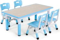 AuAg Juego de mesa multiactividad para niños de 5 piezas, escritorio de estudio para niños, juego de sillas de escritorio para niños, juego de mesa y 4 sillas para niños, altura ajustable - details 27