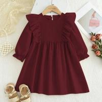 Vestido liso informal de otoño, vestidos plisados ​​de manga larga para niñas, ropa rosa, nueva ropa de moda para niños - details 1