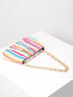 Bolso de hombro tejido Vintage, bolsa de nube plisada, bolso de cadena de Metal, monedero de paja para vacaciones de estilo playero - details 5