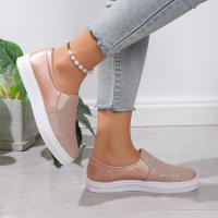 Mocasines de lentejuelas doradas brillantes para mujer, zapatillas de plataforma sin cordones de cuero Pu, zapatos planos antideslizantes informales para mujer, Otoño, 2024 - details 14