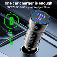 Cargador de teléfono para coche tipo C + USB Dual de carga rápida PD 30W + USB QC3.0 18W MAX para encendedor de coche, ranura para camión, adaptador Universal divisor - details 3
