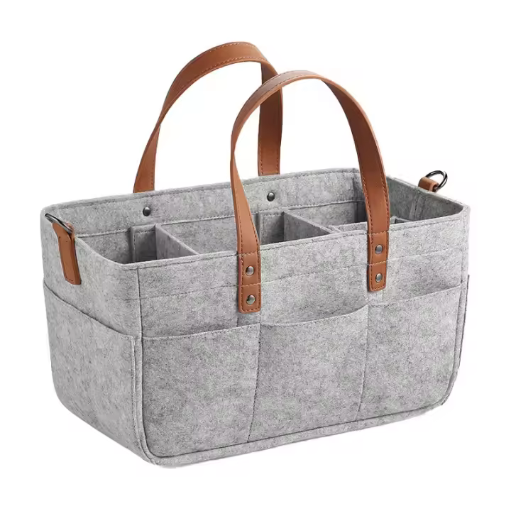 Bolsa de Fieltro Plegable y Versátil Compartimentos para Botellas, Picnic, Madera, Juguetes - 1