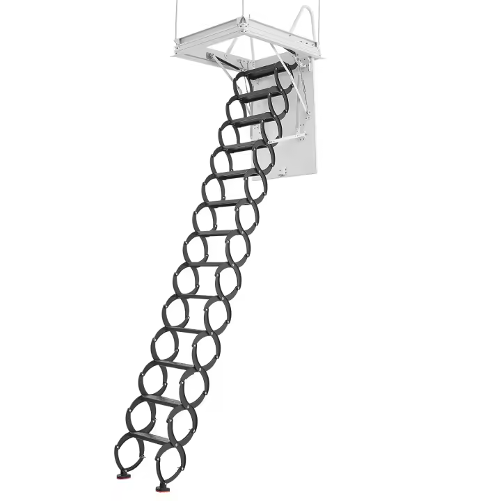 Escalera Retráctil para Ático SucceBuy, Capacidad de 299.37 kg, Compatible con Alturas de Techo de 320.04 a 335.28 cm y Abertura de 100.08 x 69.85 cm, Escalera de Techo Desplegable de Acero Aleado Resistente con Varilla de Tracción para Acceso al Ático - 1