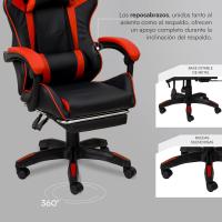 Gaming con Respaldo Ergonómico Inclinable y Altura Ajustable, Silla de Oficina con Soporte Lumbar, Acolchado y Reposapiés Extraíble, Negro, 58x66x114-124 cm - details 45