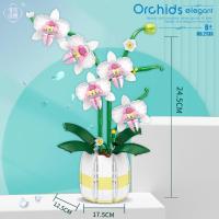 Juego de bloques de construcción de orquídeas para niños, flores románticas, ramo de flores salvajes, juguetes de ladrillos, dec - details 3