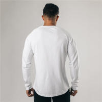 Black Slim Fitting T-shirt Top Simple Casual American Tough Guy Fitness Long Sleeve - details 3