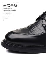 Zapatos de cuero de vaca de primera calidad Mocasines negros para hombres con cordones hechos a mano Calzado formal de negocios británico - details 8