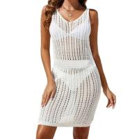 Mini vestido de playa de ganchillo para mujer, traje de baño corto informal sin tirantes con hombros descubiertos y sin mangas 2024 - details 10