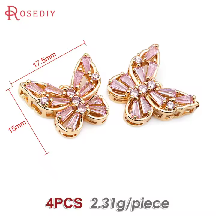 Colgantes de Mariposa de Bronce Dorado 18K Collar Aretes Accesorios de Joyería DIY - 1