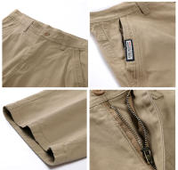 Novedad de verano, pantalones cortos Cargo 100% de algodón para hombre, moda de Color sólido, múltiples bolsillos, pantalones cortos holgados informales de marca para hombre - details 6