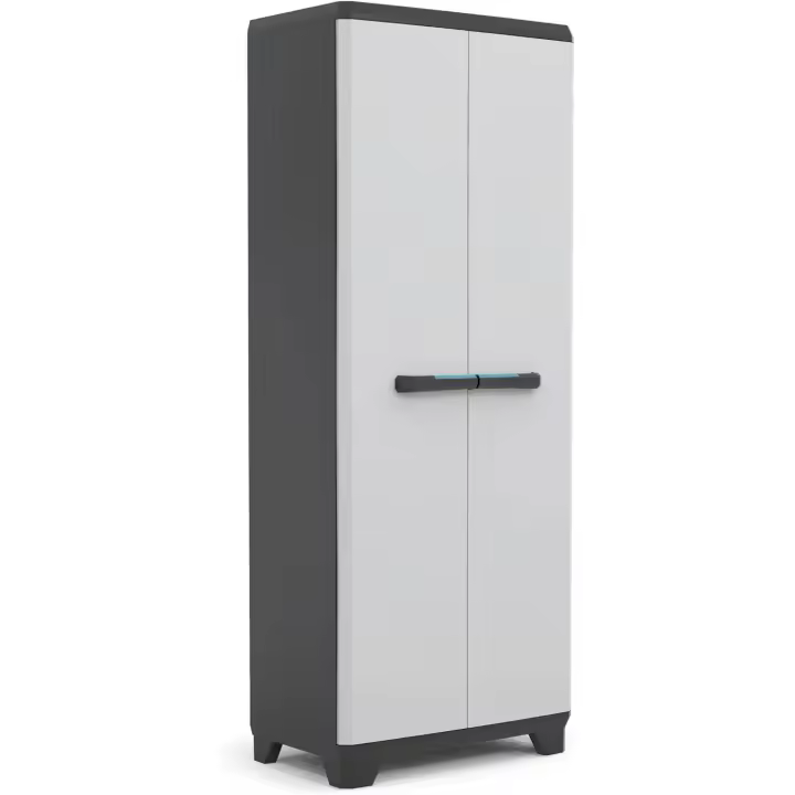 Armario Alto Lineal Resina 2 Puertas y 3 Baldas Negro/Gris Tamaño 68 x 39 x 173 cm - 1