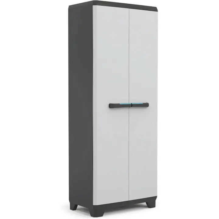 Armario Alto Lineal Resina 2 Puertas y 3 Baldas Negro/Gris Tamaño 68 x 39 x 173 cm - 1