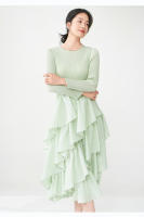 Vestido de primavera Miyake para mujer, aspecto sofisticado, cintura delgada, con bordes con volantes y mangas largas con elegancia. - details 18