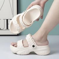 Sandalias de Playa de Cuero para Mujer 2025 Suela Gruesa, Doble Hebilla, Moda de Verano, Diseño de Pisando Mierda - details 6