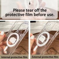 Para Magesafe funda de carga inalámbrica transparente magnética para iPhone 11 12 13 14 15 16 Pro Max Plus Mini X 7 8 cubierta de PC a prueba de golpes - details 0