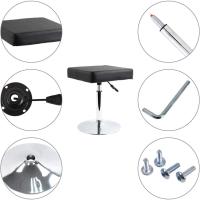 Cuadrado Cuero Silla Ocio Bar Trabajo Giratorio Ajustable en Altura Garaje sin Respaldo barbero Blanco - details 12