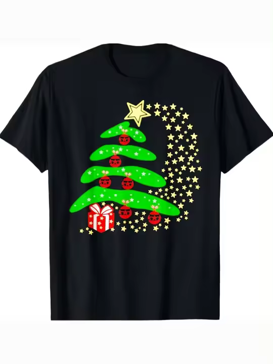 Camiseta con diseño de árbol de Navidad, regalo para papá, manga corta con cuello redondo suave y cómoda, 230 g - 1
