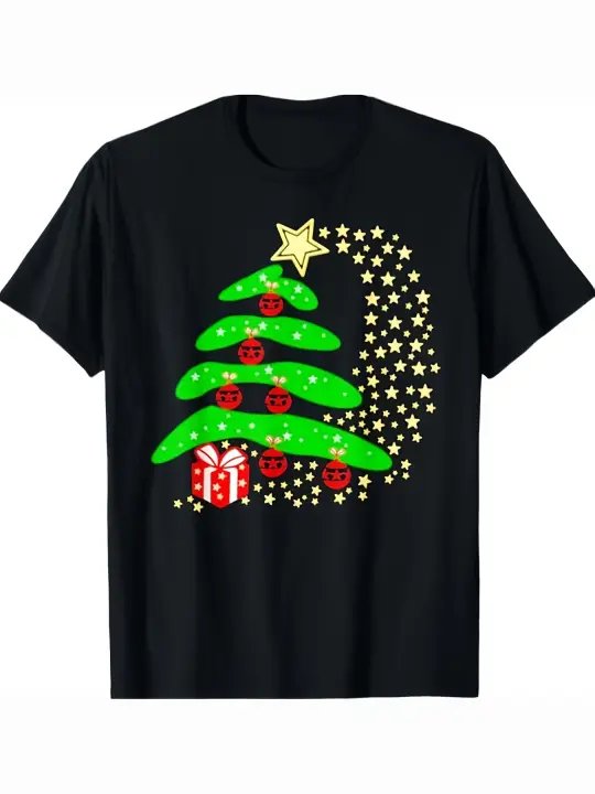 Camiseta con diseño de árbol de Navidad, regalo para papá, manga corta con cuello redondo suave y cómoda, 230 g - 1
