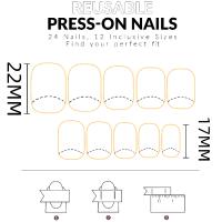 24PCS Uñas Postizas De Té Negro Húmedo Con Hielo Para Hombre Líneas Sencillas DIY Arte De Uñas Material De Resina - details 5