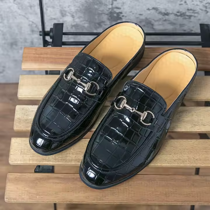 Sandalias con diseño de piedra sintética para hombre, zapatos con hebilla de herradura, tacón versátil, a la moda - 1