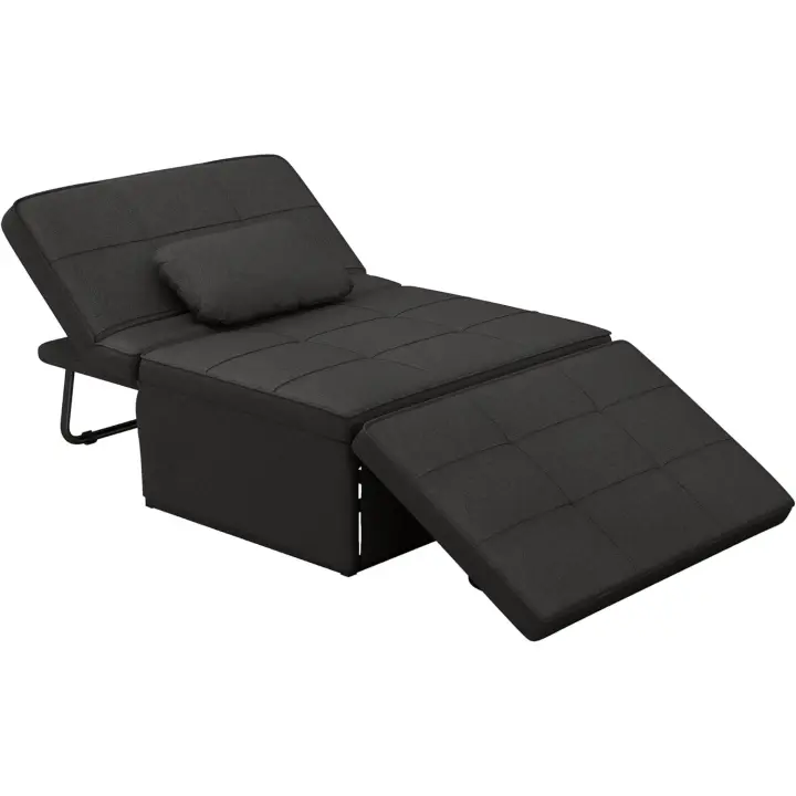 Silla de Dormir Conversible con 5 Posiciones de Retirada Reposacabezas para Salón Carga de 200kg - 1
