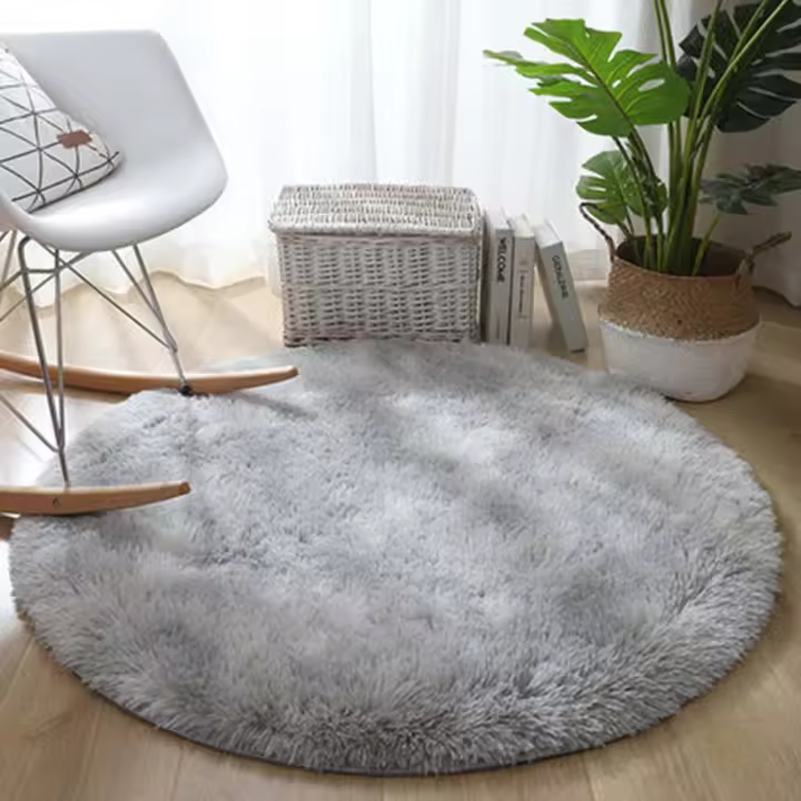 Alfombra circular de pelo largo para salón, dormitorio, lavable, antideslizante, muy suave - 1