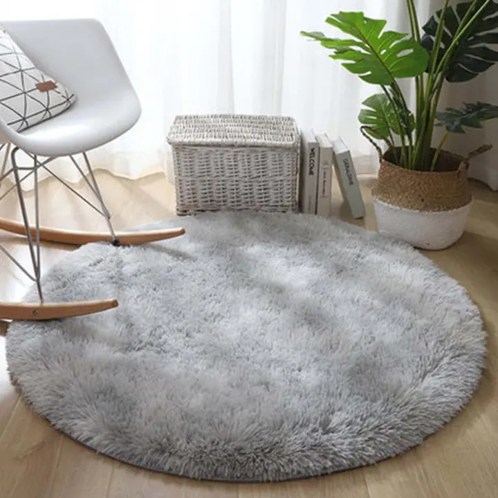 Alfombra circular de pelo largo para salón, dormitorio, lavable, antideslizante, muy suave - 1