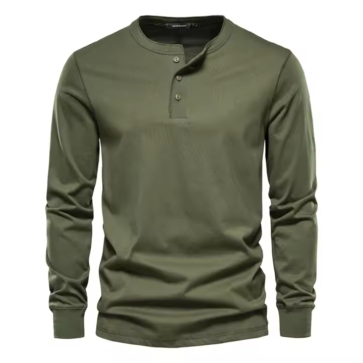 Camiseta informal de manga larga con cuello redondo para hombre, camisa deportiva ajustada de talla europea, otoño, nueva - 1