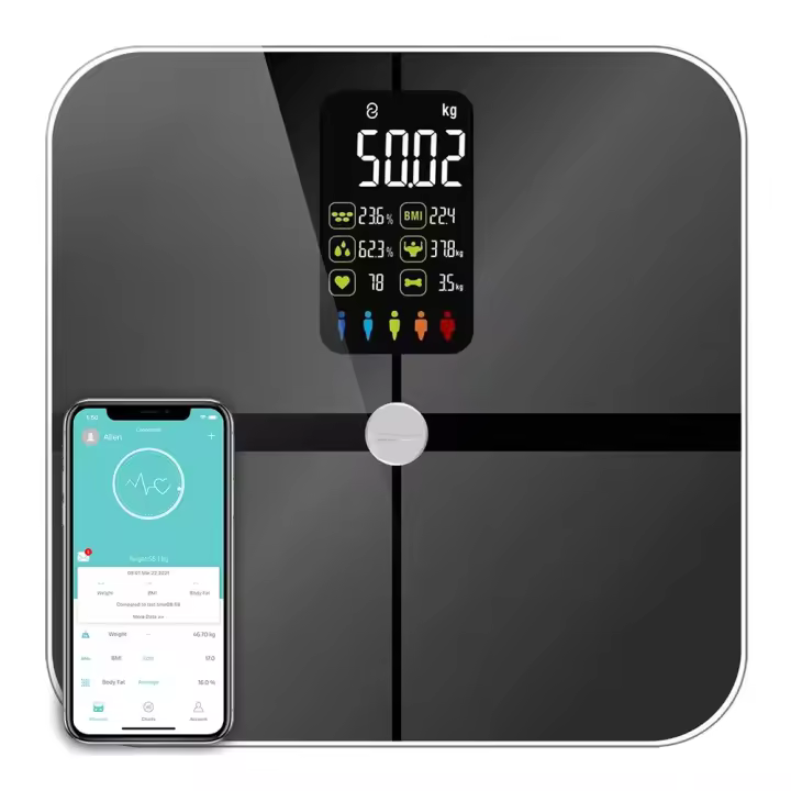 Báscula De Peso Digital Bluetooth Precisa Con Pantalla Grande Para Cuadro De Salud Y Grasa Para Baño Medidor De Peso Corporal BMÍ - 1