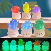Miniaturas suculentas para decoración de coche, adornos de Cactus luminosos de resina que brillan por la noche, Mini adornos de resina para el hogar - details 1
