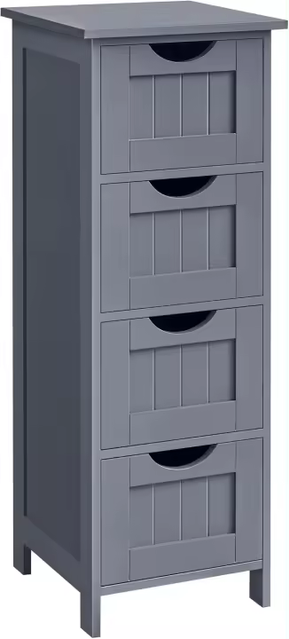 Armario de baño, Armario de Almacenamiento, Armario de Pie, con 4 cajones, 30 x 30 x 82 cm, para Baño, Sala de Estar, Comedor, Cocina, Estilo Moderno, Blanco - 1