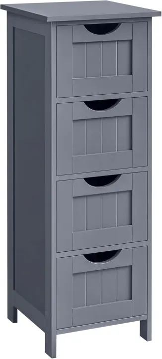 Armario de baño, Armario de Almacenamiento, Armario de Pie, con 4 cajones, 30 x 30 x 82 cm, para Baño, Sala de Estar, Comedor, Cocina, Estilo Moderno, Blanco - 1