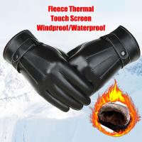 Guantes de conducción impermeables completos para invierno, guantes de cuero, pantalla táctil, forro polar térmico - details 3