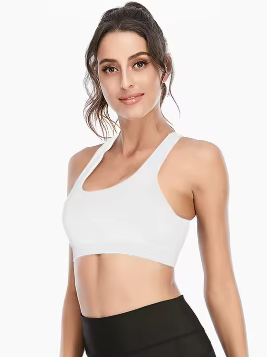 Tops cortos cruzados para mujer, camisa deportiva de manga corta blanca para Yoga - 1