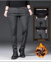 Pantalones de felpa de invierno para hombre, pantalones de negocios a la moda, cálidos, con cordón de terciopelo, gruesos, informales, elásticos, ropa masculina 28-29 - details 1