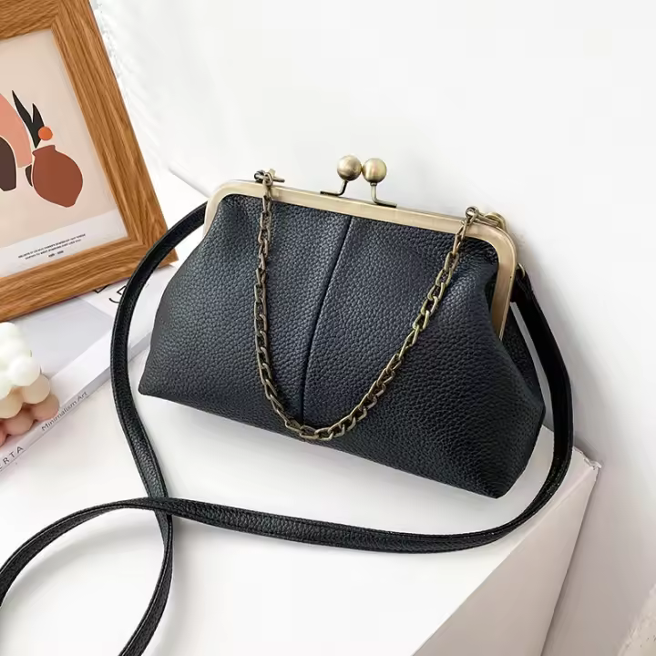 Nueva Bolsa de Concha 2025 Patrón de Lichi, Clip de Cadena, Bolso de Mano para Mujeres Sencillas - 1