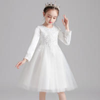 Vestido de noche para niñas con falda abullonada de malla con bordado de estilo nuevo para niños - details 32