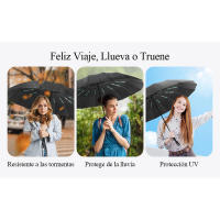 Paraguas plegable a prueba de viento, paraguas automático compacto con 16 varillas, resistente a tormentas, sombrilla con protección UV - details 2